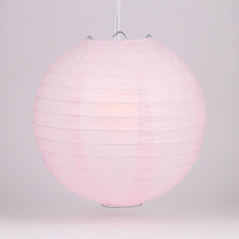 Quasimoon (5-Pack) 14' Pink Round Paper Lantern, Even Ribbing, Hanging Decoration