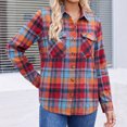 thumbnail image 6 of Dweltoz Womens Plaid Shirts Button Down Blouses Roll Up Long Sleeve Plaid Shackets Casual Loose Fit Fall Shirts Business Trendy Tops With Pockets,Multicolor 2XL, 6 of 7