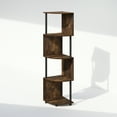 thumbnail image 2 of Furinno Basic 4-Tier Zigzag Corner Multipurpose Standing Shelf, Amber Pine/Black, 2 of 4