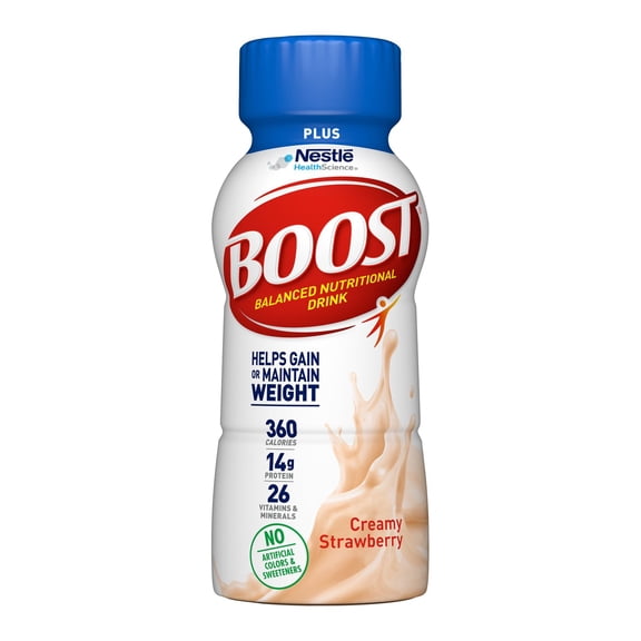 Boost Plus Strawberry Balanced Nutritional Drink, 8-ounce bottle (CS/24)