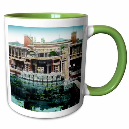 Imperial China Japan 3dRose Frank Lloyd Wrights Imperial Hotel in Old Tokyo Vintage Japan - Two Tone Green Mug, 11-ounce ()