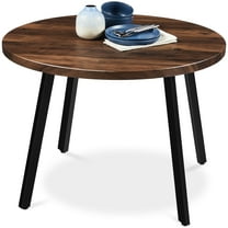Best Choice Products 35.5in Mid-Century Modern Round Dining Table w/ Steel Legs, Adjustable Feet - Dark Brown