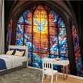 thumbnail image 2 of Peel and Stick Wallpaper Medieval Cathedral Glass Holy Fire Saints Divine Light Modern Art Wall Mural Decor Self Adhesive and Removable 100in x 144in, 2 of 8