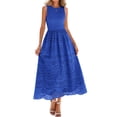 thumbnail image 3 of Women'S Summer Dresses Sleeveless Crewneck A-Line Boho Lace Eyelet Tank Maxi Dress with Pockets Blue L, 3 of 10