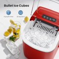 thumbnail image 4 of Countertop Portable Ice Maker Machine with Handle, 9 Bullet-Shaped Ice Cubes Ready in 6 Mins, 26Lbs/24H, Self-Cleaning Function with Ice Scoop and Basket for Home/Kitchen/Party (Red), 4 of 4