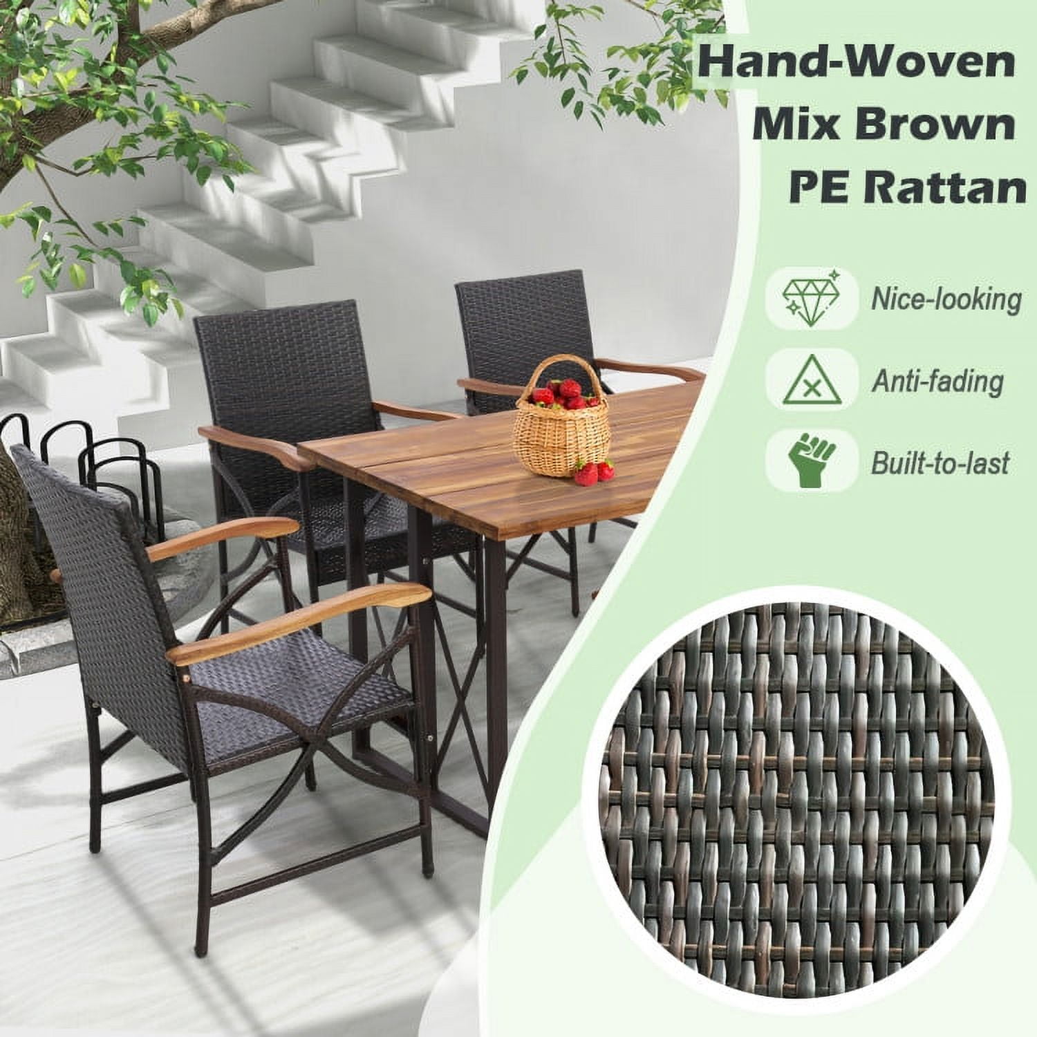 Aimee Lii Set of 2/4 Patio Wicker Dining Chairs with Soft Zippered Cushion-Set of 2, Outdoor Patio Set