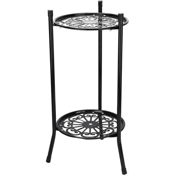 SURJDE Plant Stand Dual Layer Heavy Duty Flower Stand 20x12in Metal Plant Indoor Holder Hollow Carved Minimalist Rust Resistant Floor Plant Table for Living Room Balcony