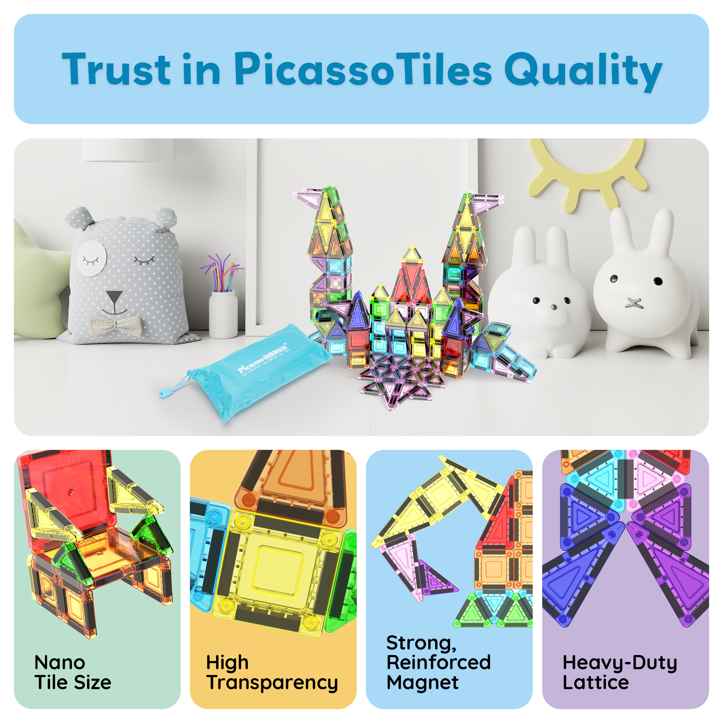 Picasso Tiles 67-Piece Nano Magnetic Tile Travel Set photo 8