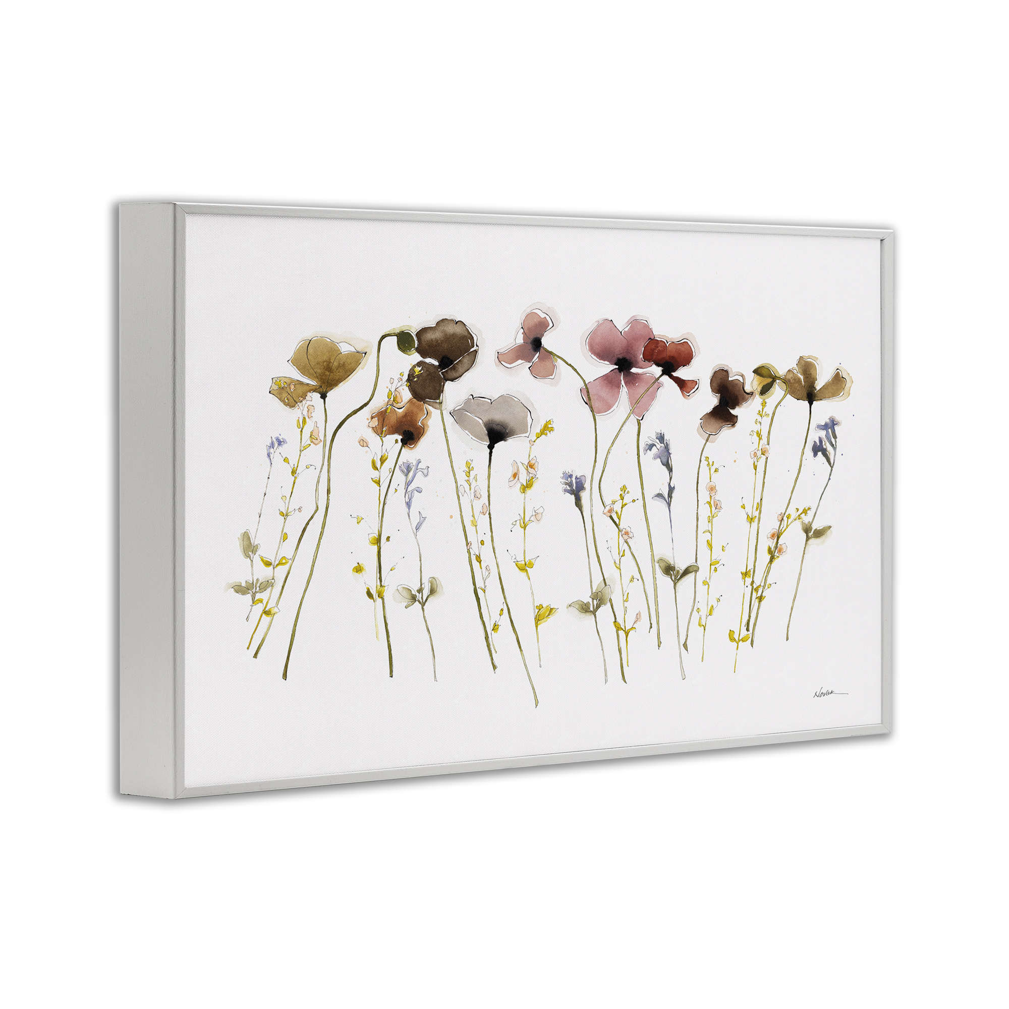 Stupell Industries Spring Poppy Sprigs Botanical & Floral Painting White Framed Art Print Wall Art, 30 x 20
