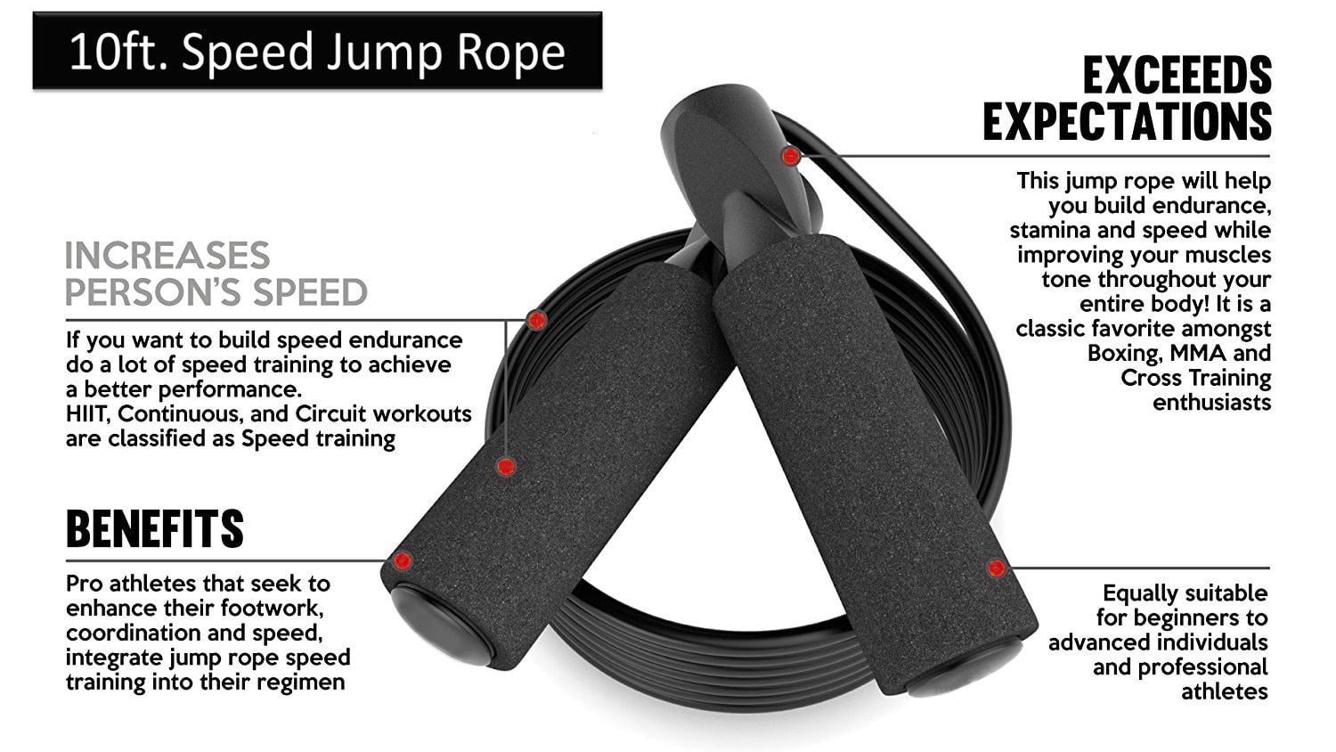 10ft Skipping Jump Rope Exercise Boxing Gym Speed Fitness Workout For Adult Kids 