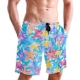 thumbnail image 6 of joogoo Men's Swim Trunks Starfish Watercolor Beach Shorts with Pockets S, 6 of 6