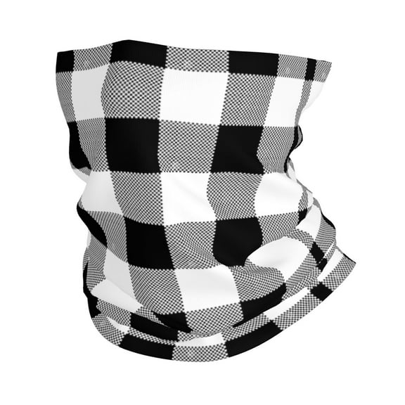 Cooling Neck Gaiter Face Cover Scarf Black White Plaid Protection Mask Windproof Hiking Cycling Running For Men Women