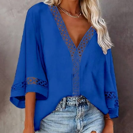 

uublik Women Short Sleeve Spring Summer New Fashion V Neck Seasonal