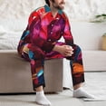 thumbnail image 6 of KLL Colorful Stone World Sleepwear Mens Flannel Pajamas,Long Cotton Pj Set, 6 of 7