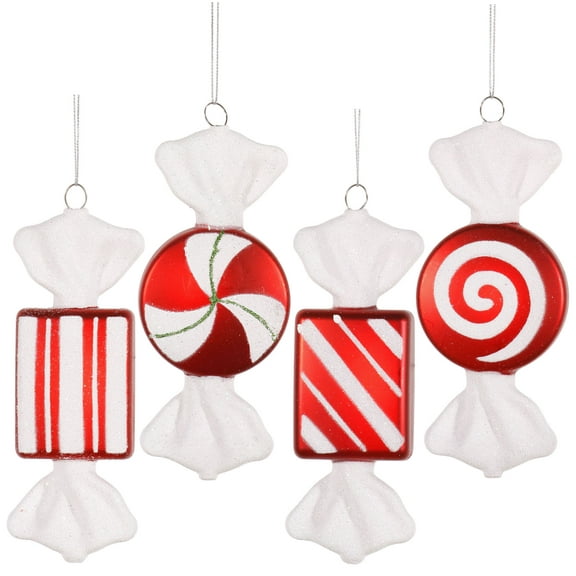 Vickerman 6" Red-White Candy Christmas Ornament, 4 per set