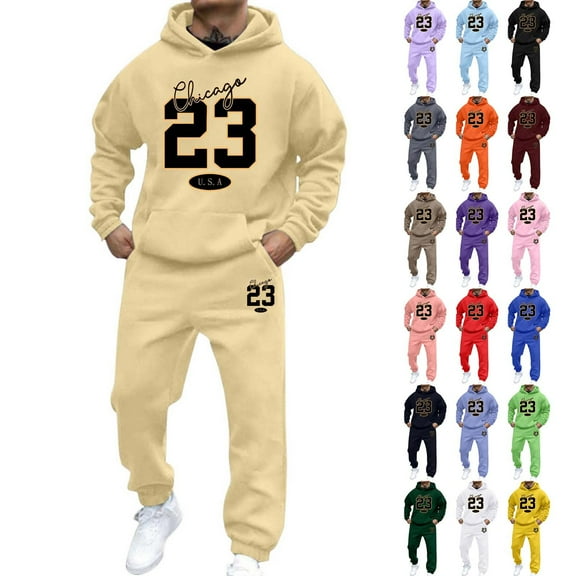 Track Suits for Men Set 2025 Fall Winter Tracksuits Cozy Hooded Sweatshirt Sweatpants Set Fall Winter Clothes, Blue, Size XXL