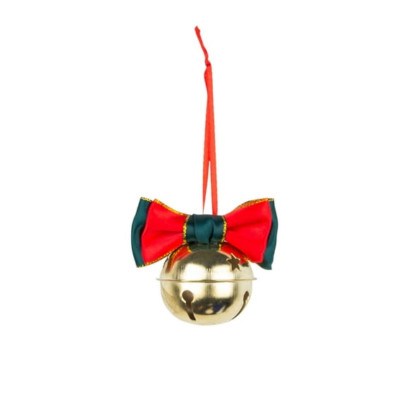 CuiLiyq Christmas Jingle Bell Ornaments with Glittery Bowknot, Gold Metal Bell Hanging Decorations, for Christmas Tree Festive Home and Party Decor