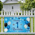 thumbnail image 3 of Blue Themed Happy 1 Birthday Banner with Balloons Stars and Gift Box Party Decoration Backdrop for Birthday Party Photography Props Kids Party Decorations, 3 of 7