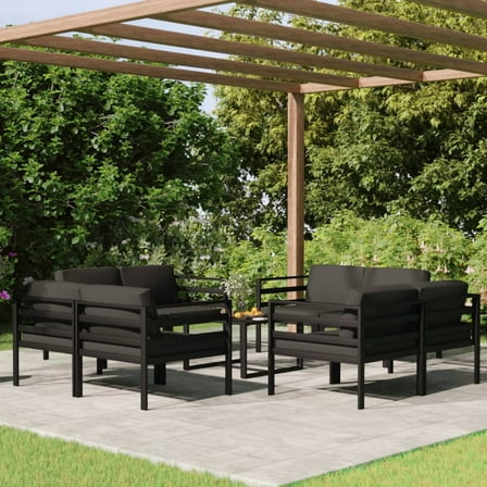 vidaXL 9 Piece Patio Lounge Set with Cushions Aluminum Anthracite