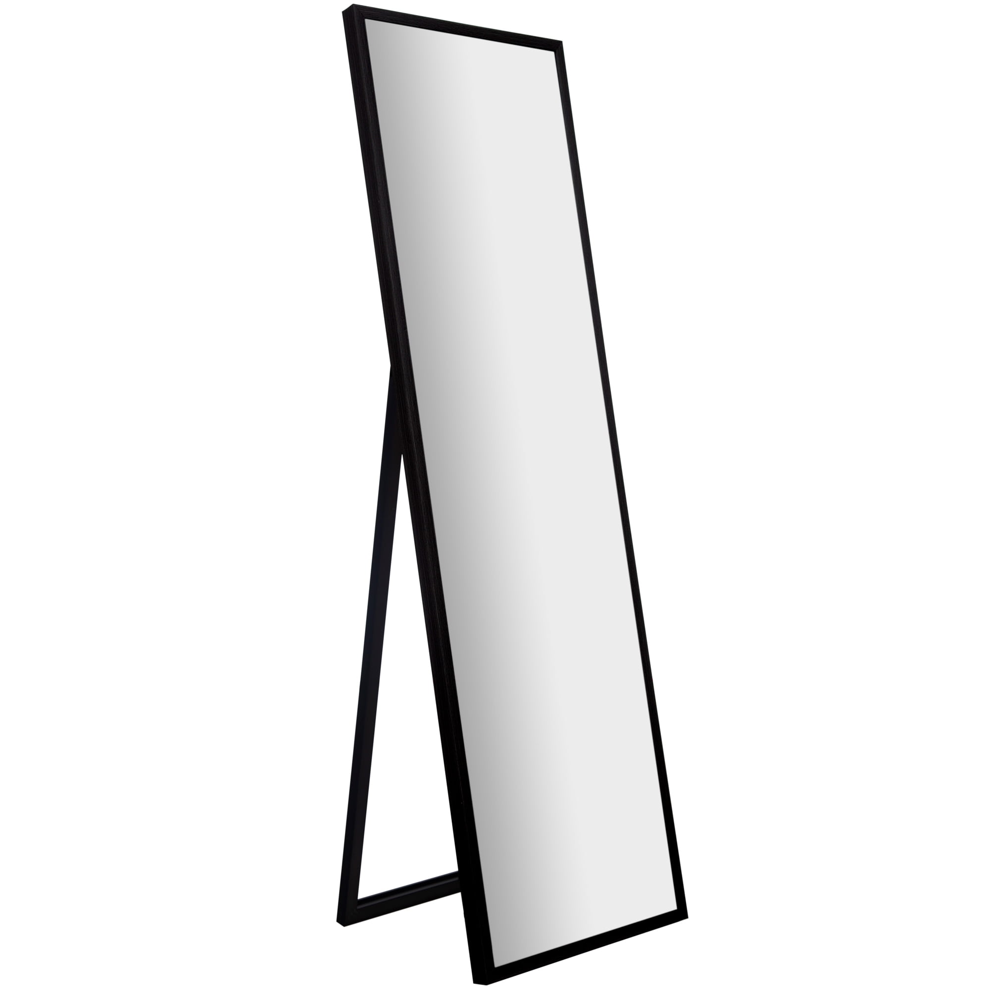 Framed Black Floor Free Standing Mirror with Easel 16"x57