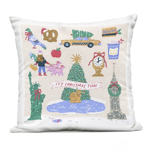 Stupell Industries Christmas In New York City Outdoor Printed Pillow design by Krissy Mast, 18 x 7 x 18