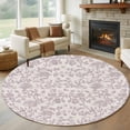 thumbnail image 2 of Farmhouse Flower Large Area Rugs for Bedroom Living Room, Soft Non Slip Carpet Bedside Rug, Botanical Vintage Purple Leaf Plant Round Floor Cover Kitchen Accent Rug 6' for Dining Room/Office, 2 of 9