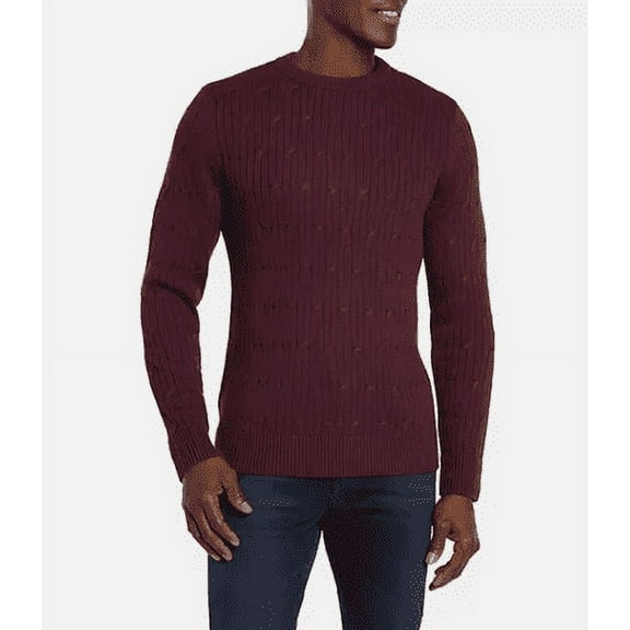Express Men's Cable Knit Sweater (Winetasting, Small)