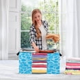 thumbnail image 5 of Foldable Clothes Storage Bags Clothes Organizer Bin with Clear Windows for Clothes Bedding Blue Water Texture Pattern, 5 of 6
