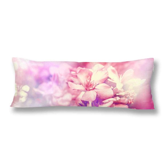 ABPHOTO Japanese Cherry Blossom Sakura Pillow Covers Pillowcase 20x60 inch Springtime Pink Flower Body Pillow Case Protector