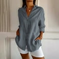 thumbnail image 3 of Juslio Womens Blouse Long Sleeve Shirts Plus Size Button Casual V Neck Tops Blouses Gray XXL, 3 of 9