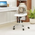 thumbnail image 2 of Costway 1 PCS Clear Desk Chair with Swivel Seat & Soft PU Leather Cushion Universal Wheels, 2 of 10