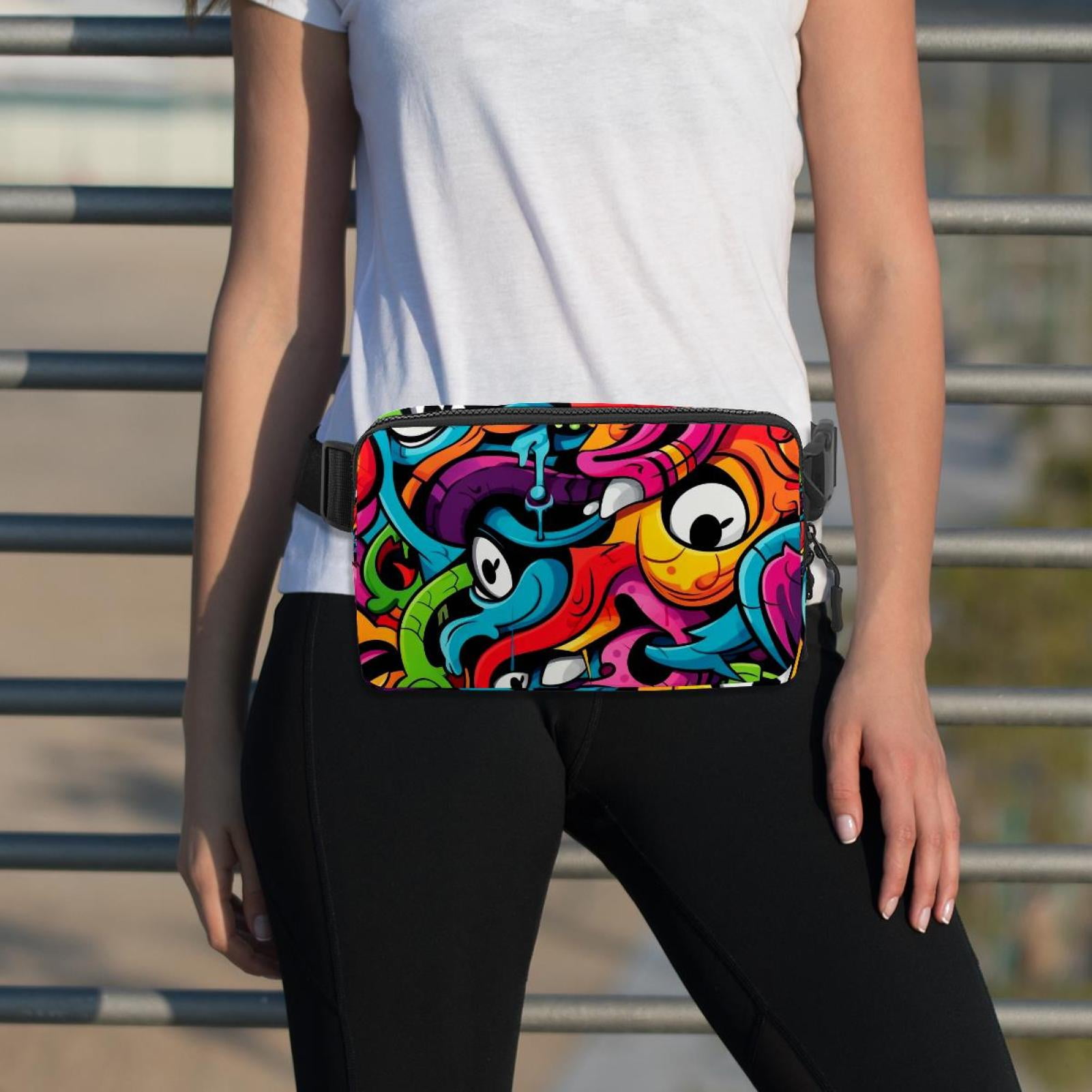 Graffiti Lightweight Adjustable Waist Bag Fanny Pack with Extension Strap - Unisex Fitness Running Belt
