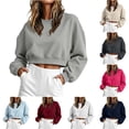 thumbnail image 2 of DYTTDG Cropped Sweatshirt for Women Crewneck Long Sleeve Loose Pullover Casual Fall Outfits, 2 of 7