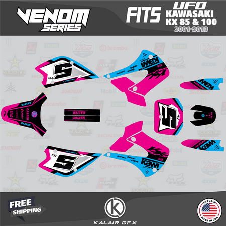 Kalair GFX Graphics Kit for Kawasaki KX85 UFO RESTYLE (2001-2013) Venom Series
