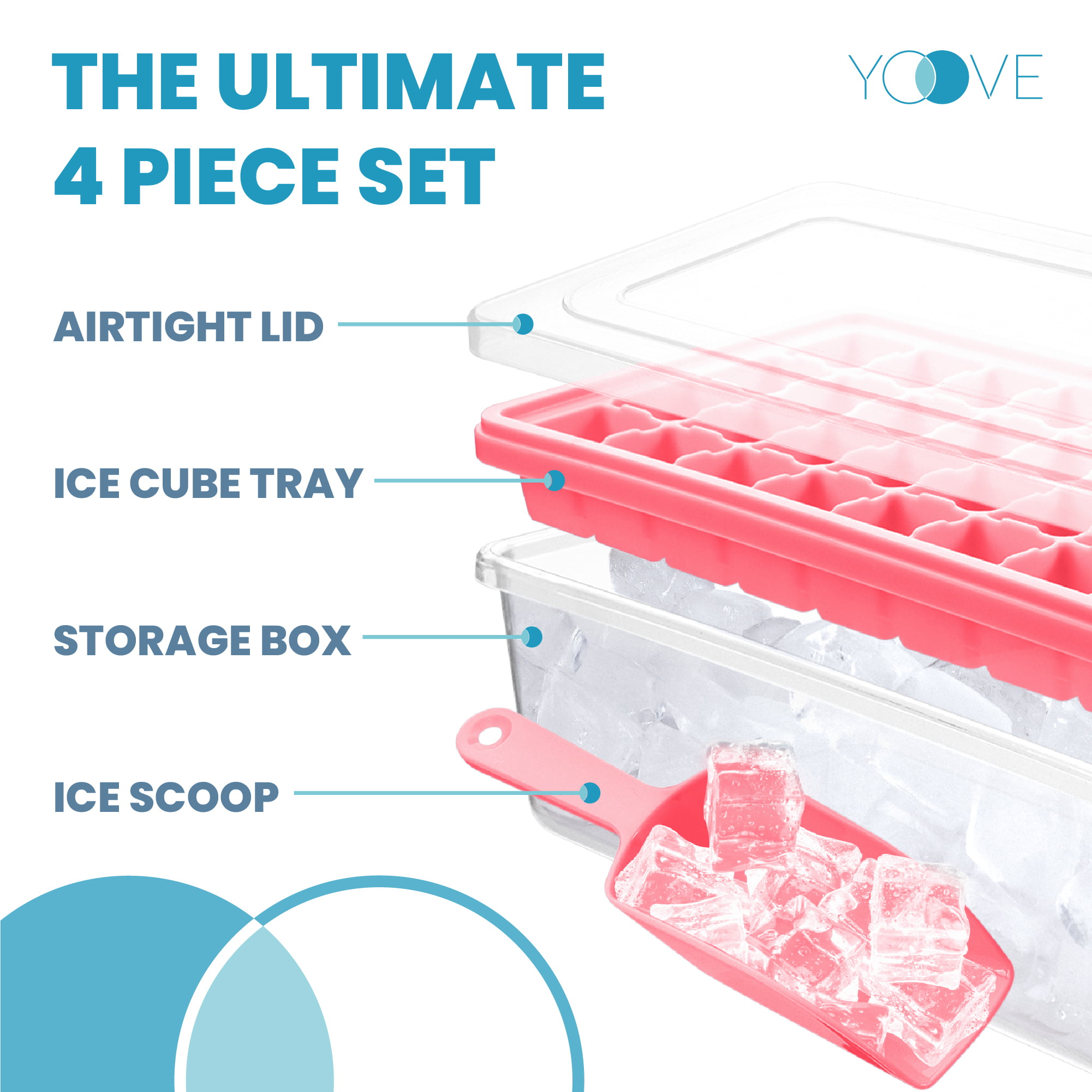 Yyeselk Ice Cube Tray for Freezer with Lid and Bin- Silicone Ice