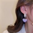 thumbnail image 3 of Pendientes de circonita púrpura en forma de corazón para mujer, diseño único, personalidad de moda, pendientes brillantes, joyería de boda, regalo de cumpleaños, nuevo, 3 of 4