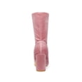 thumbnail image 4 of Unique Bargains Bottes Mi-Mollet Pliables à Talons Blocs à Bout Rond pour Femmes Rose (Taille 8), 4 of 8