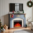 thumbnail image 4 of BOSHIRO 44" Mist Blue Electric Fireplace Mantel with 23" Fireplace Insert, LED Flame & 1400W Heater, Corner TV Stand for Living Room or Bedroom, 4 of 8