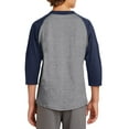 thumbnail image 2 of Mafoose Youth 3/4 Sleeves Colorblock Raglan Baseball Soft Jersey Heather Grey/ Navy YT200 L, 2 of 5