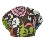 Opromo Cotton Bleach Friendly Banded Adjustable Scrub Cap Sweatband Bouffant Hat-Brown Darmask