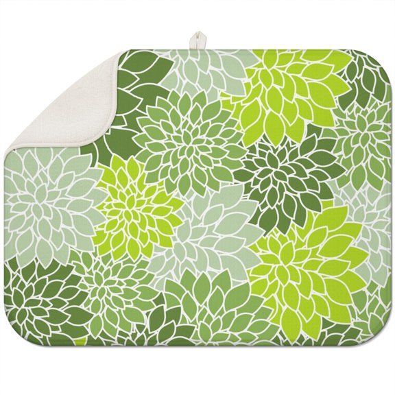 Oversized dish drying mat 18x24 Inch with plush microfiber, boasting bold boho floral patterns for stylish and practical kitchen use