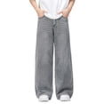 thumbnail image 2 of Mifsaly Boys Wide Leg Jeans Teen Baggy High Waist Denim Pants Relaxed Fit Going Out Casual Streetwear with Pockets, 2 of 5