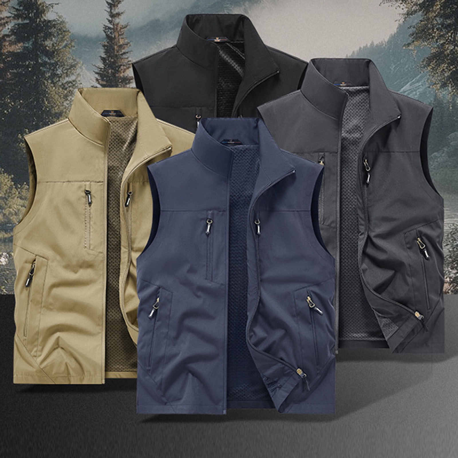 Arnsht Men's Summer Plus Size Lightweight Golf Vest Outerwear with Pockets Softshell Sleeveless Vest for Running Hiking Sports Blue M