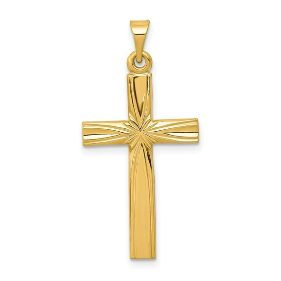 Real 14kt Yellow Gold Polished Latin Cross Pendant; for Adults and Teens; for Women and Men