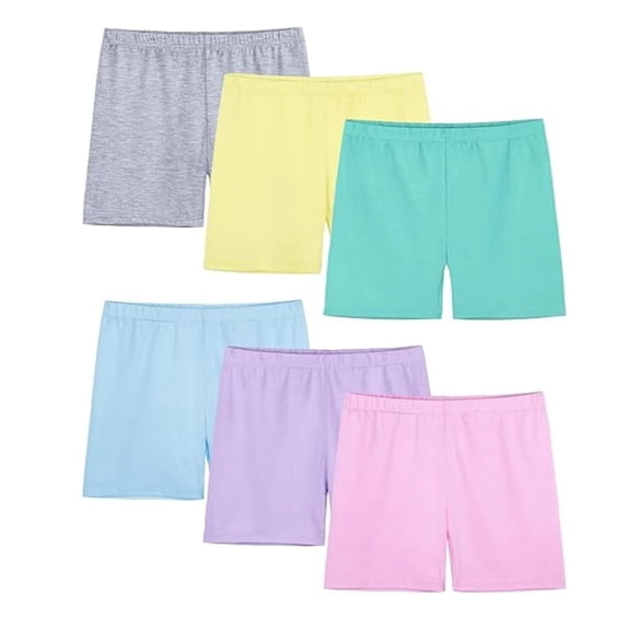 Drmagiyhm Girls Bike Shorts - 6 Pack Multi-Color Comfy Biker Shorts for Kids Cartwheel, Under Dress & Gymnastics 6-7 Years