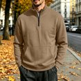 thumbnail image 5 of Hngshg Mens Sweatshirts Trendy Quarter Zip Stand Neck Solid Color Tops Long Sleeve Pocket Pullover Sweatshirts, 5 of 6