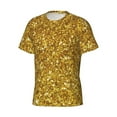 thumbnail image 3 of Yiaed Gold Glitter Print Mens Short Sleeve Tight Fit T-Shirt, Crewneck Casual Tee-XX-Large, 3 of 5