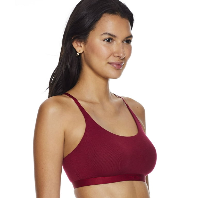 Calvin Klein Womens Pure Ribbed Unlined Bralette X-Small Rebellious