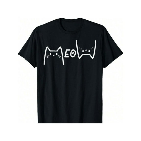 Family Cat Graphic Tee T-Shirt Cotton Top Cute cat Design Fit Casual Short Sleeve Crew Neck Black S-5XL