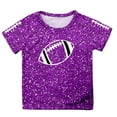 thumbnail image 4 of Fshinging Toddler Girls T Shirts Sequin Football Graphic Summer Tees Tops Glitter Print Short Sleeve Crew Neck Kids Clothes Size 10-11 Years, 4 of 4